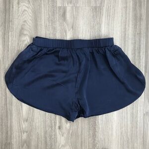 Luala Silk Navy Shorts Elastic Waistband Womens Medium